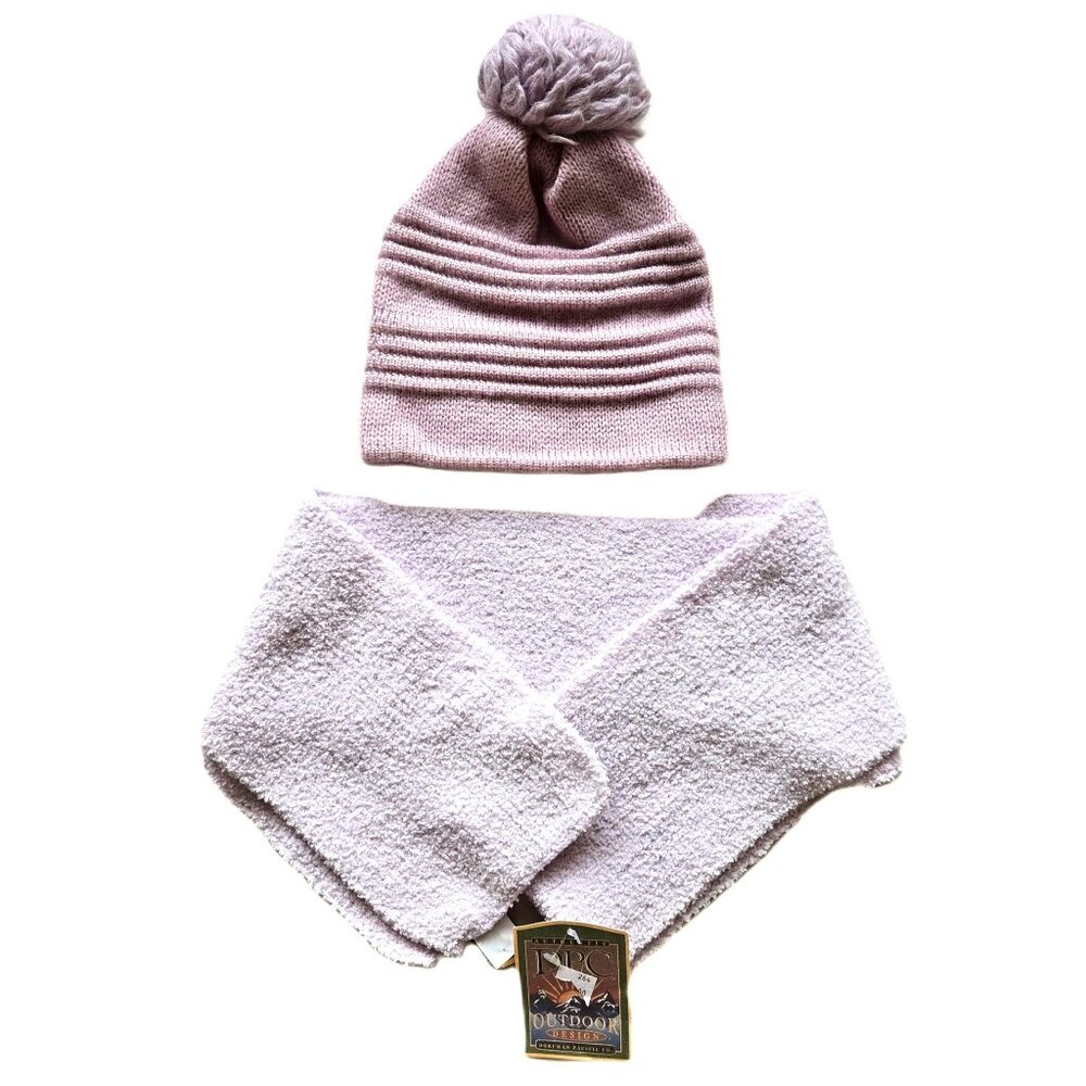 DORFMAN PACIFIC Pink Scarf (NWT) & OSSI Pink Wool & Acrylic Knit Ski Hat Women's